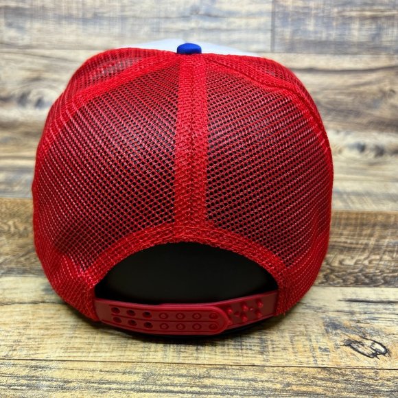 Reagan Bush '84 Mens Trucker Hat Blue Snapback USA President Retro Baseball Cap - Picture 5 of 8